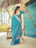 Blue Soft Silk Festive Wear Saree With Blouse Piece - EZBER