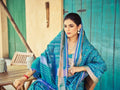 Blue Soft Silk Festive Wear Saree With Blouse Piece - EZBER