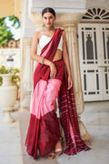Brick Red And Pink Mulmul Cotton Saree - EZBER