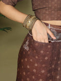 Brown Cotton Saree With Blouse Piece - EZBER