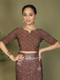 Brown Cotton Saree With Blouse Piece - EZBER