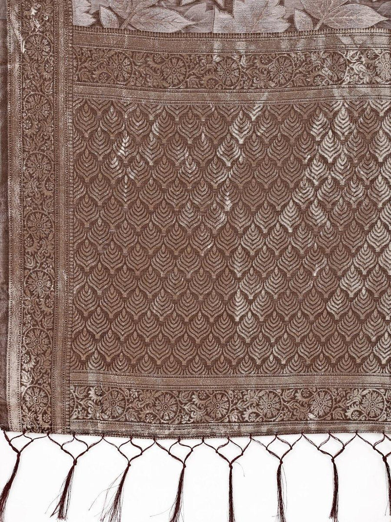 Brown Cotton Saree With Blouse Piece - EZBER