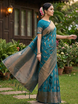 Brown Linen Cotton Handloom Saree | EZB SI04 SURIT1003