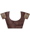 Brown Linen Cotton Saree With Blouse Piece - EZBER