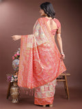 Brown Linen Cotton Saree With Blouse Piece - EZBER