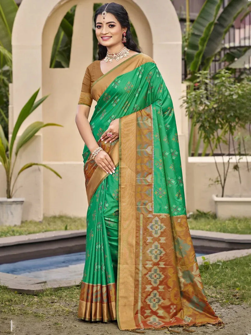 Brown POORVIKA SILK VOL 2 Pochampalli Silk Saree with Blouse Piece - EZBER