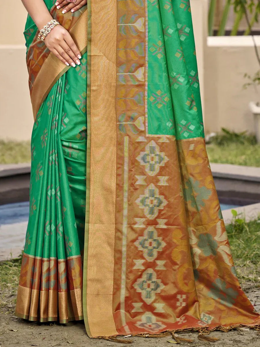 Brown POORVIKA SILK VOL 2 Pochampalli Silk Saree with Blouse Piece - EZBER