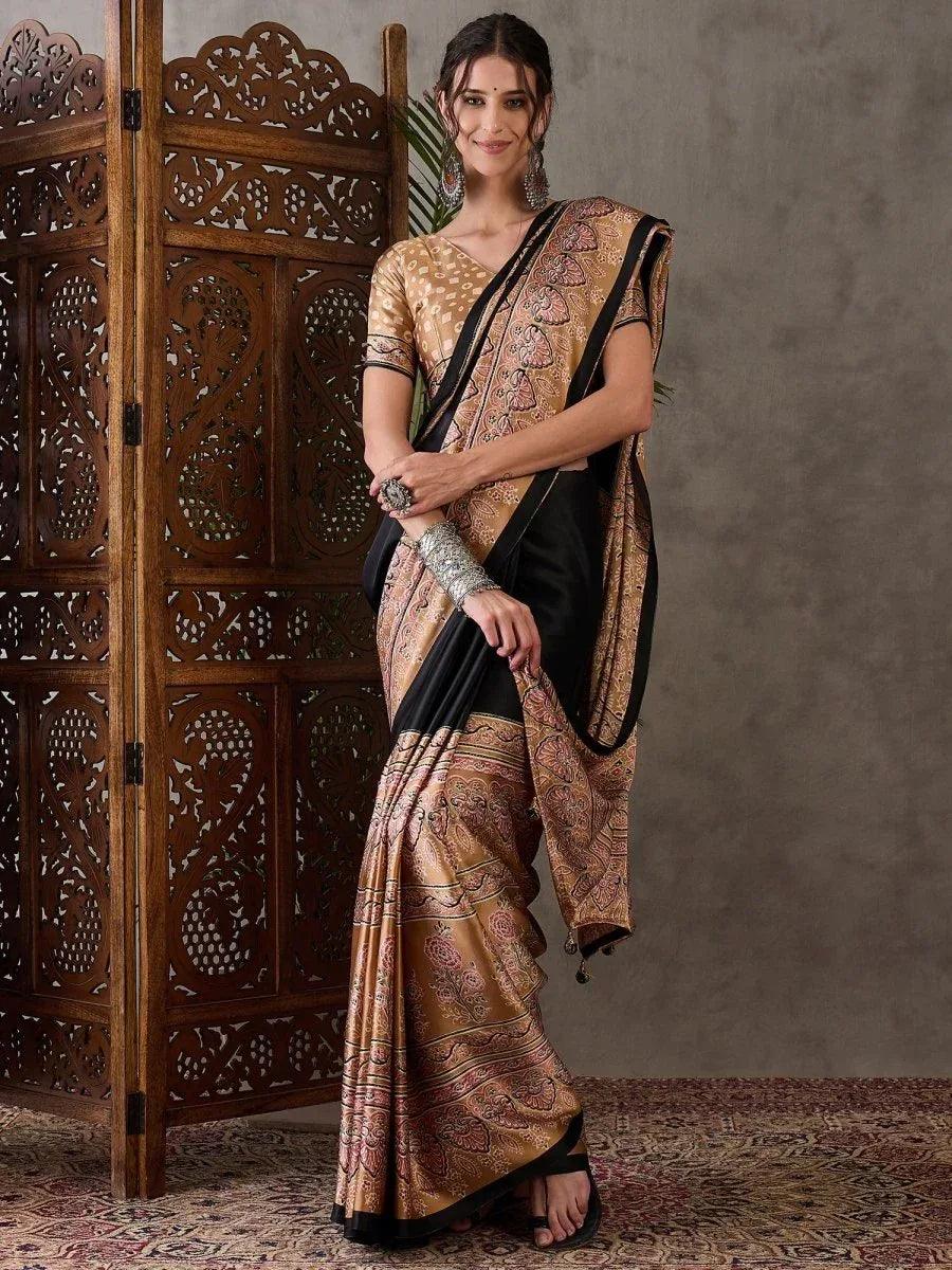 Brown Semi Modal Saree | EZB GF02 LUX 4002 - EZBER