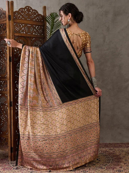 Brown Semi Modal Saree | EZB GF02 LUX 4002 - EZBER