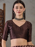 Brown Semi Modal Saree With Blouse Piece - EZBER