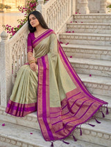 Brown Silk Blend Handloom Saree | EZB SI04 SUKAS1001