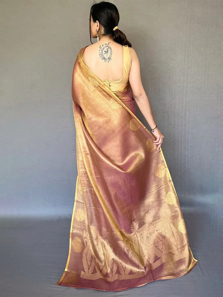 Brown Silk Festive Wear Saree With Blouse Piece - EZBER