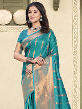 Sky Blue Silk Brocade Saree | EZB SI04 BUPLK1004