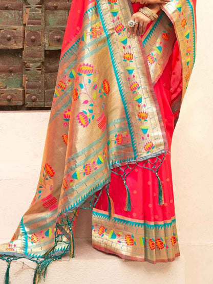 Pink Paithani Silk Blend Brocade Saree  | EZB SI04 BWMAR1002