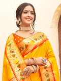 Yellow Silk Blend Brocade Saree | EZB SI04 BWMAR1006