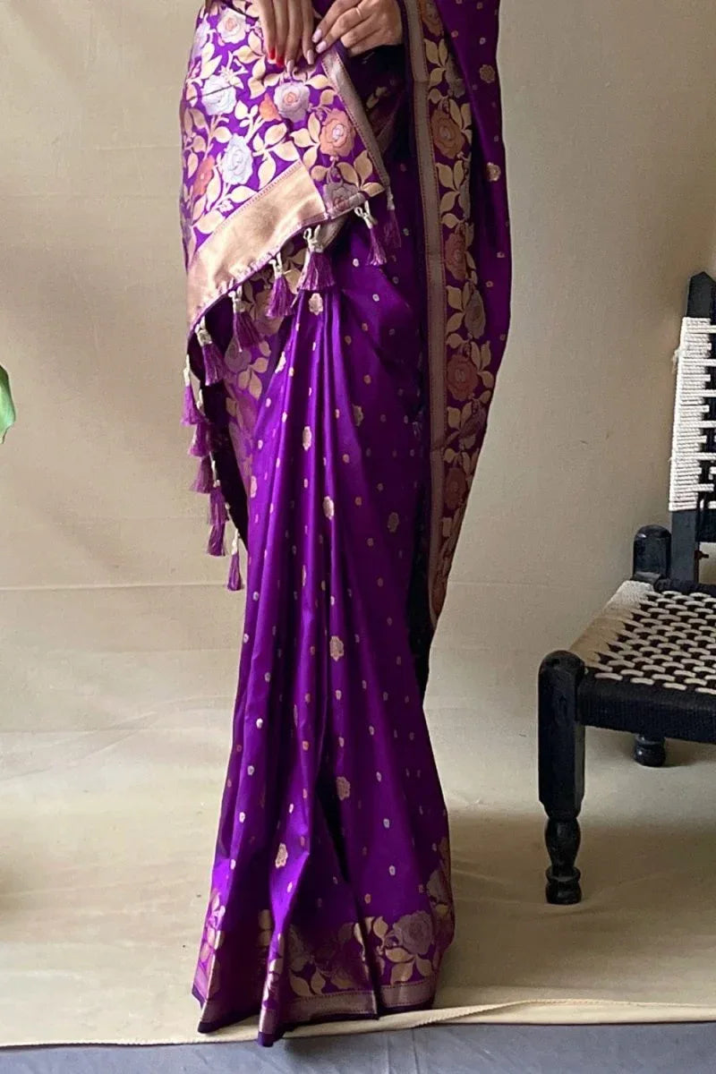Byzantine Purple Silk saree - EZBER