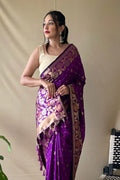 Byzantine Purple Silk saree - EZBER