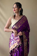 Byzantine Purple Silk saree - EZBER