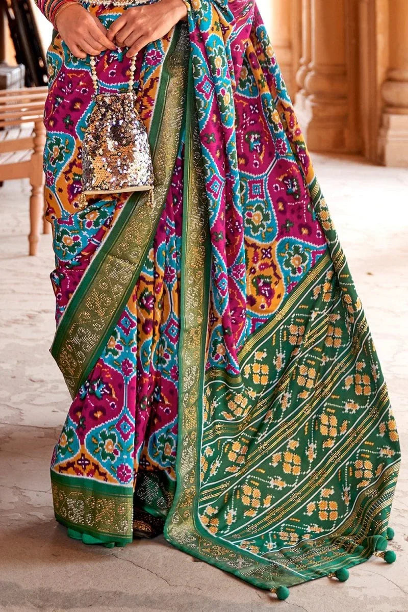 Cerulean Blue Patola Saree - EZBER