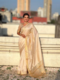 Chickoo Tussar Silk Saree With Blouse Piece - EZBER
