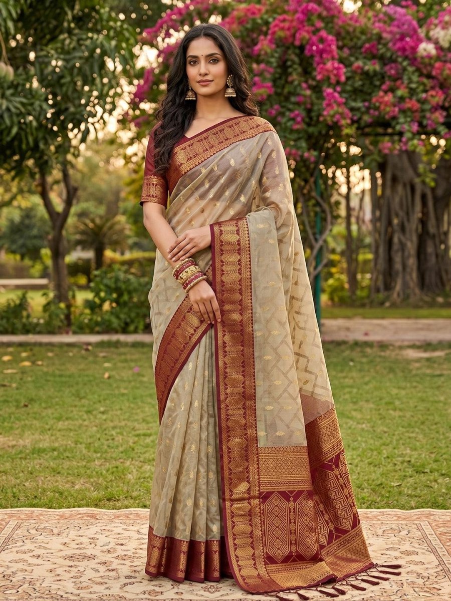 Cotton Brown Black Handloom Saree | EZB SI04 SUMAD1001 - EZBER