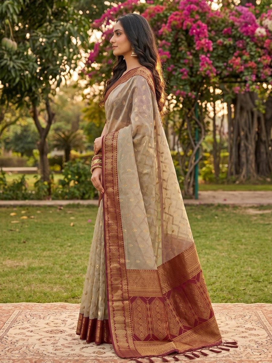 Cotton Brown Black Handloom Saree | EZB SI04 SUMAD1001 - EZBER