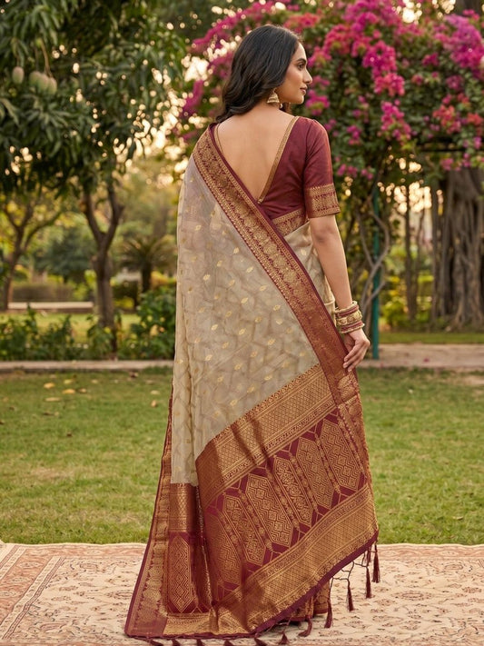 Cotton Brown Black Handloom Saree | EZB SI04 SUMAD1001 - EZBER