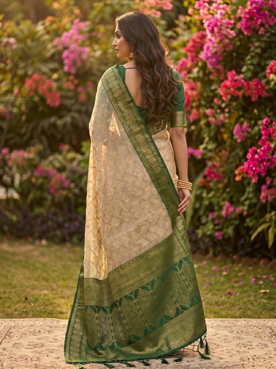 Cotton Brown Green Handloom Saree | EZB SI04 SUMAD1004 - EZBER