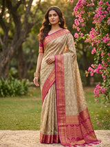 Cotton Brown Pink Handloom Saree | EZB SI04 SUMAD1005