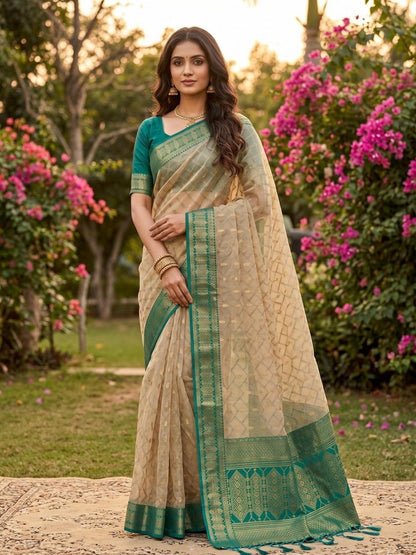 Cotton Brown Rama Handloom Saree | EZB SI04 SUMAD1002 - EZBER