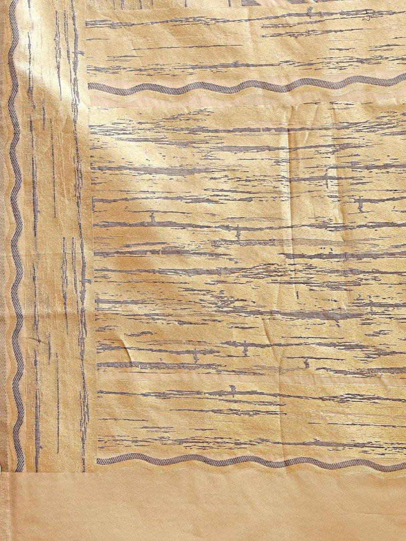 Cream Cotton Saree With Blouse Piece - EZBER