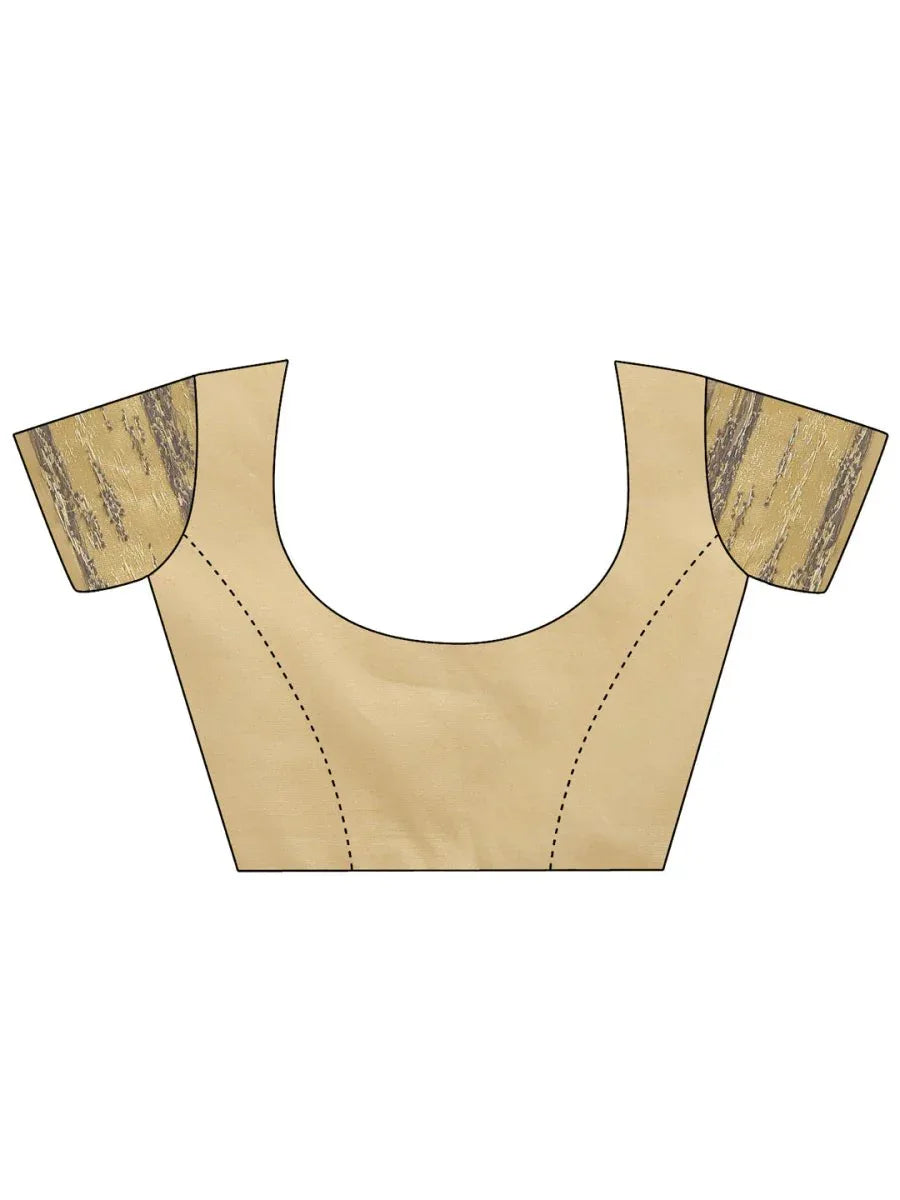 Cream Cotton Saree With Blouse Piece - EZBER