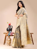 Cream Cotton Saree With Blouse Piece - EZBER