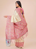 Cream Lichi Silk Saree With Blouse Piece - EZBER