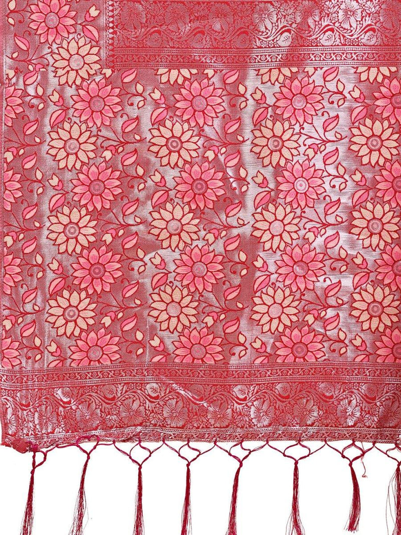 Cream Lichi Silk Saree With Blouse Piece - EZBER