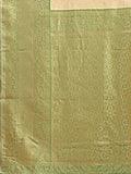 Cream & Light Green Banarasi Silk Saree With Blouse Piece - EZBER