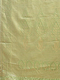 Cream & Light Green Banarasi Silk Saree With Blouse Piece - EZBER