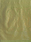 Cream & Light Green Banarasi Silk Saree With Blouse Piece - EZBER