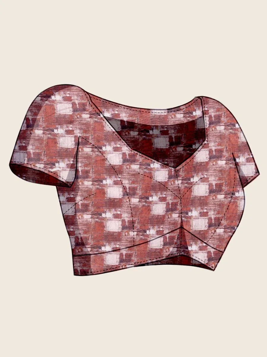 Cream Linen Blend Saree With Blouse Piece - EZBER