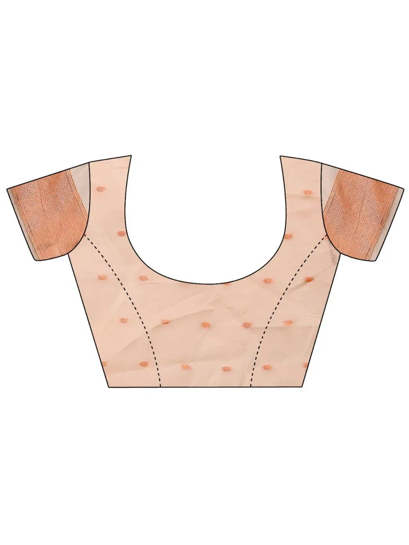 Cream Linen Cotton Saree With Blouse Piece - EZBER