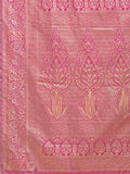 Cream & Magenta Banarasi Silk Saree With Blouse Piece - EZBER