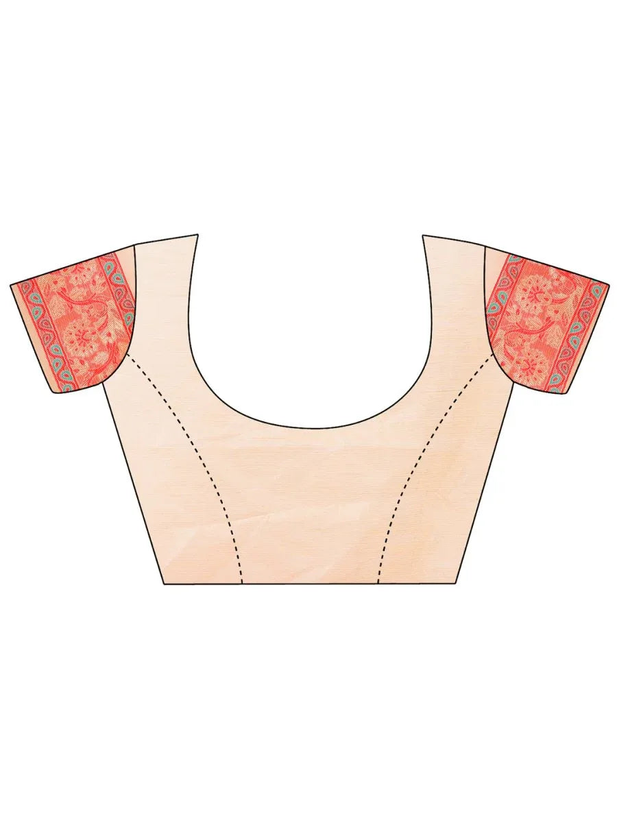 Cream Pashmina Cotton Saree With Blouse Piece - EZBER