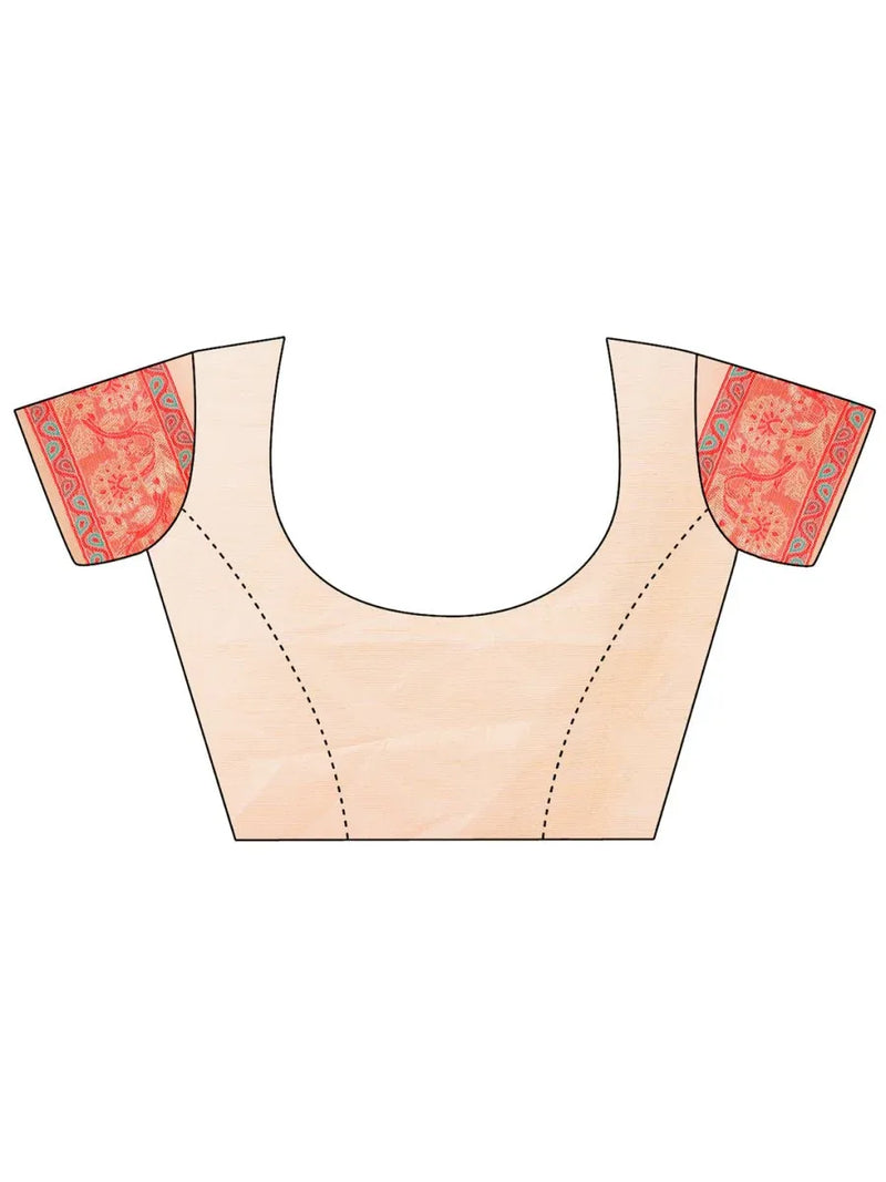 Cream Pashmina Cotton Saree With Blouse Piece - EZBER