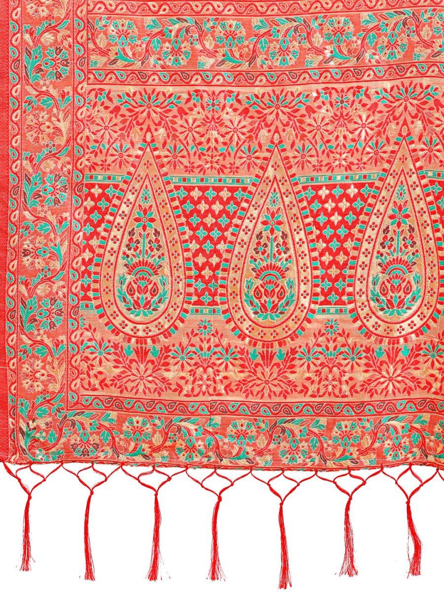 Cream Pashmina Cotton Saree With Blouse Piece - EZBER