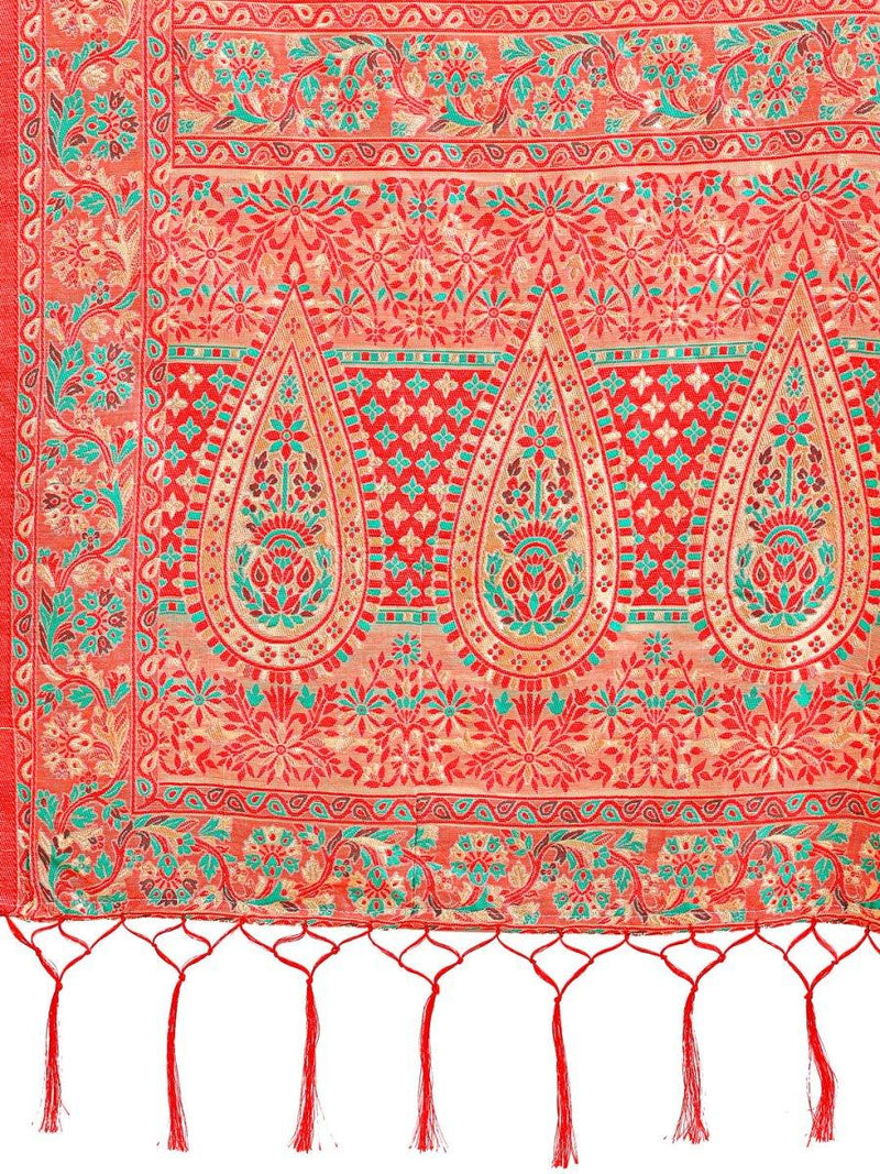 Cream Pashmina Cotton Saree With Blouse Piece - EZBER