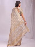 Cream PORTO Organza Saree with Blouse Piece - EZBER