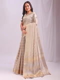 Cream PORTO Organza Saree with Blouse Piece - EZBER
