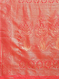 Cream & Red Banarasi Silk Saree With Blouse Piece - EZBER