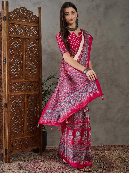 Cream Semi Modal Saree | EZB GF02 LUX 4001 - EZBER