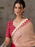 Cream Semi Modal Saree | EZB GF02 LUX 6004